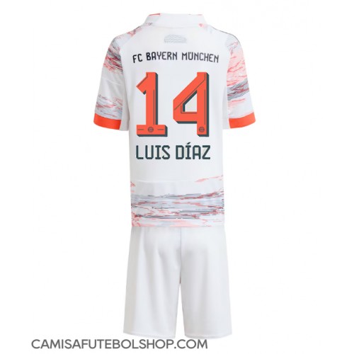 Camisa de time de futebol Bayern Munich Luis Diaz #14 Replicas 2º Equipamento Infantil 2025-26 Manga Curta (+ Calças curtas)